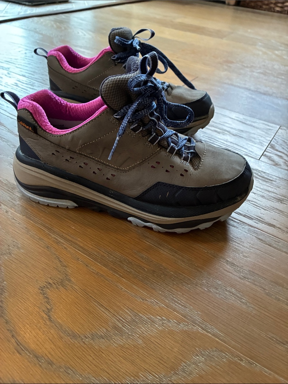 Hoka One One Gray and Pink Women's Athletic Trail Shoes